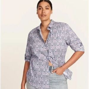 J. Crew Blouse 6 Womens Slim Fit Liberty Club Nouveau Fabric Button Down Organic